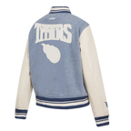 NFL TENNESSEE TITANS VARSITY BLUES WOMEN'S DENIM VARSITY JACKET (DENIM/LINEN)