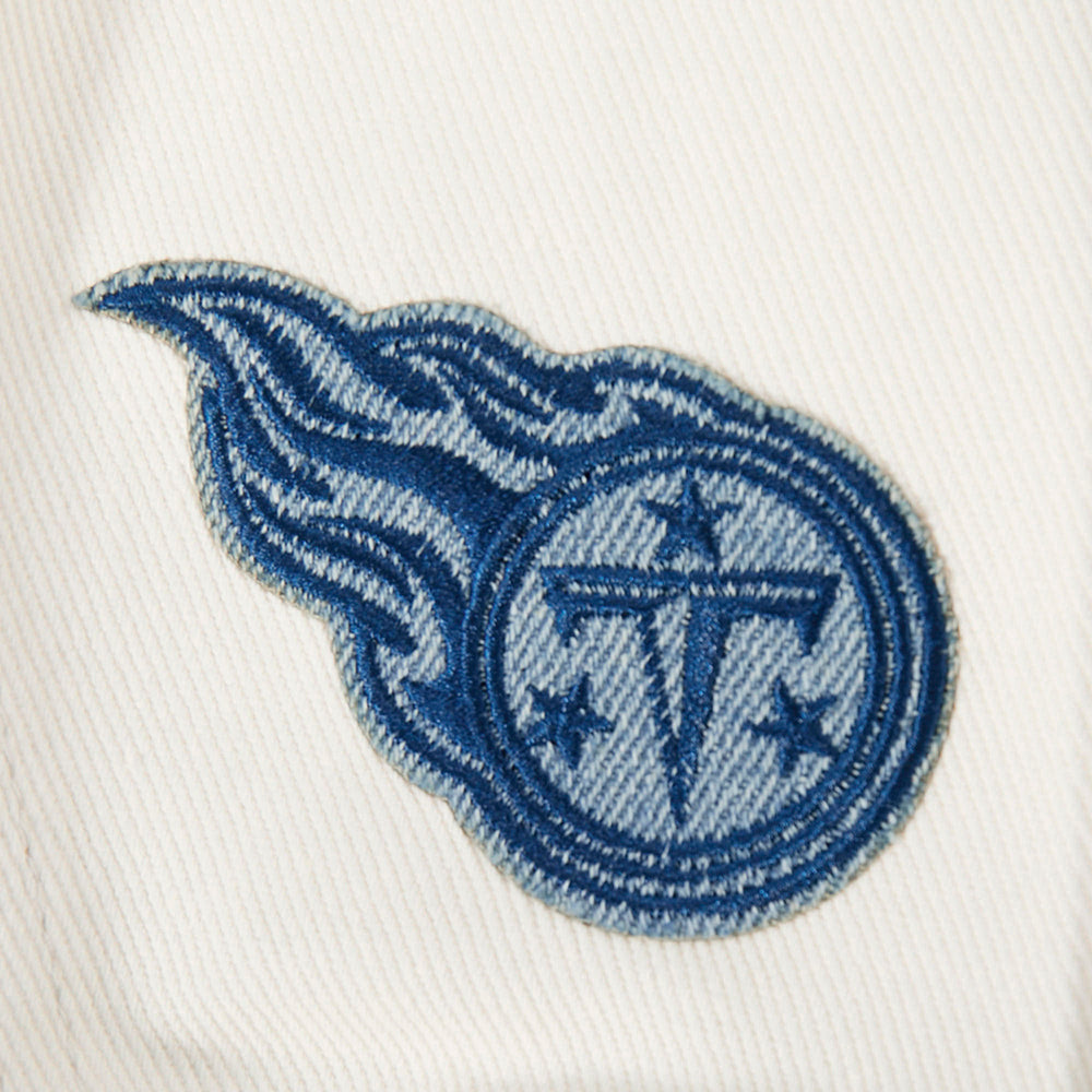 NFL TENNESSEE TITANS VARSITY BLUES WOMEN'S DENIM VARSITY JACKET (DENIM/LINEN)