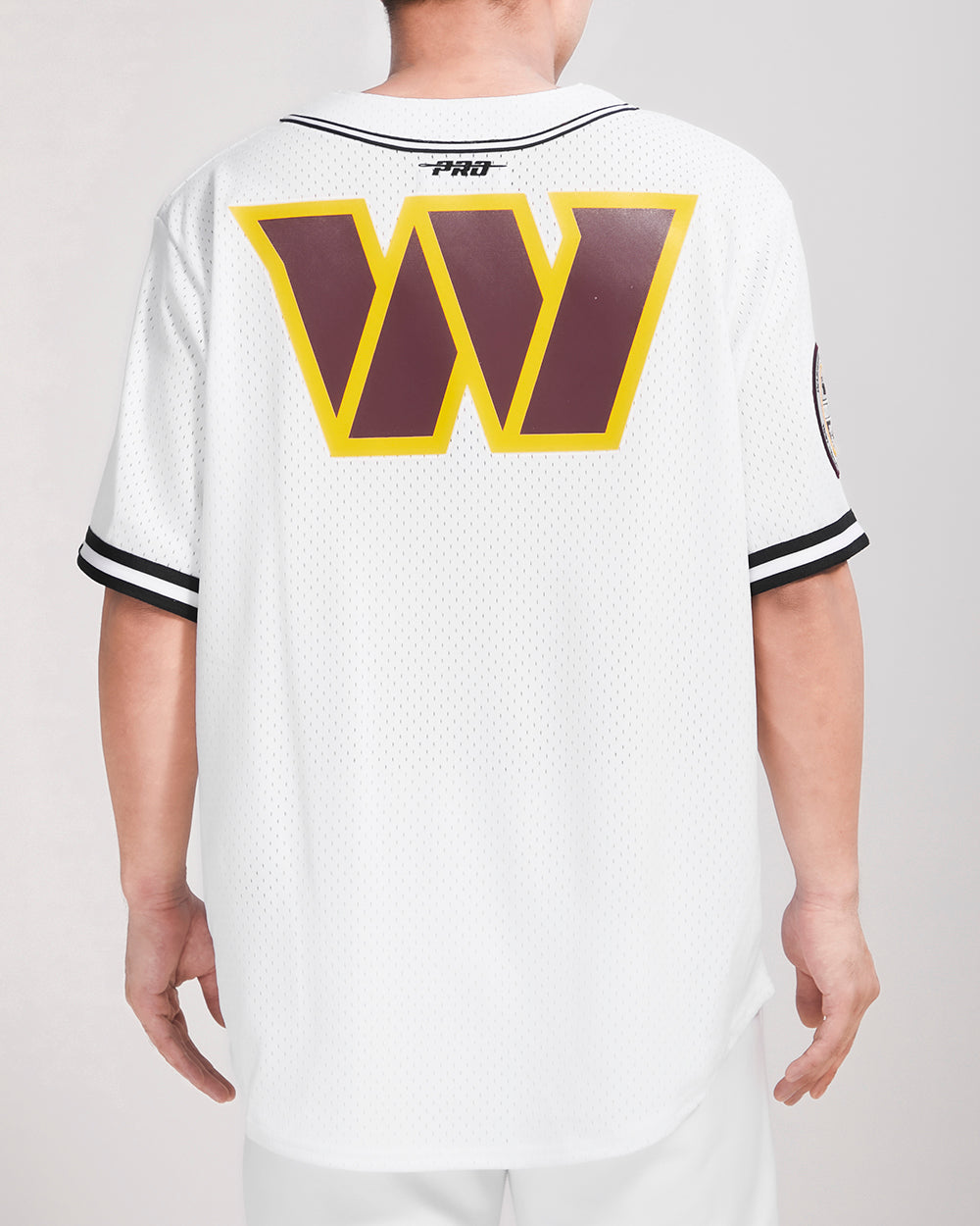 NFL WASHINGTON COMMANDERS CLASSIC MEN'S MESH BUTTON DOWN JERSEY (WHITE/BLACK/WHITE)