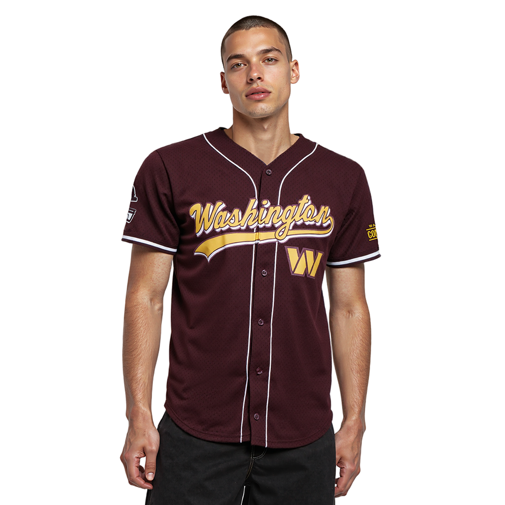 NFL WASHINGTON COMMANDERS SCRIPT TAIL CHEMISE BOUTONNÉE EN FILET POUR HOMME (LIE-DE-VIN)