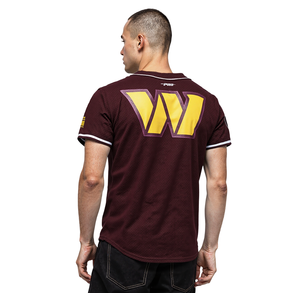 NFL WASHINGTON COMMANDERS SCRIPT TAIL MEN'S MESH BUTTON DOWN SHIRT (WINE)