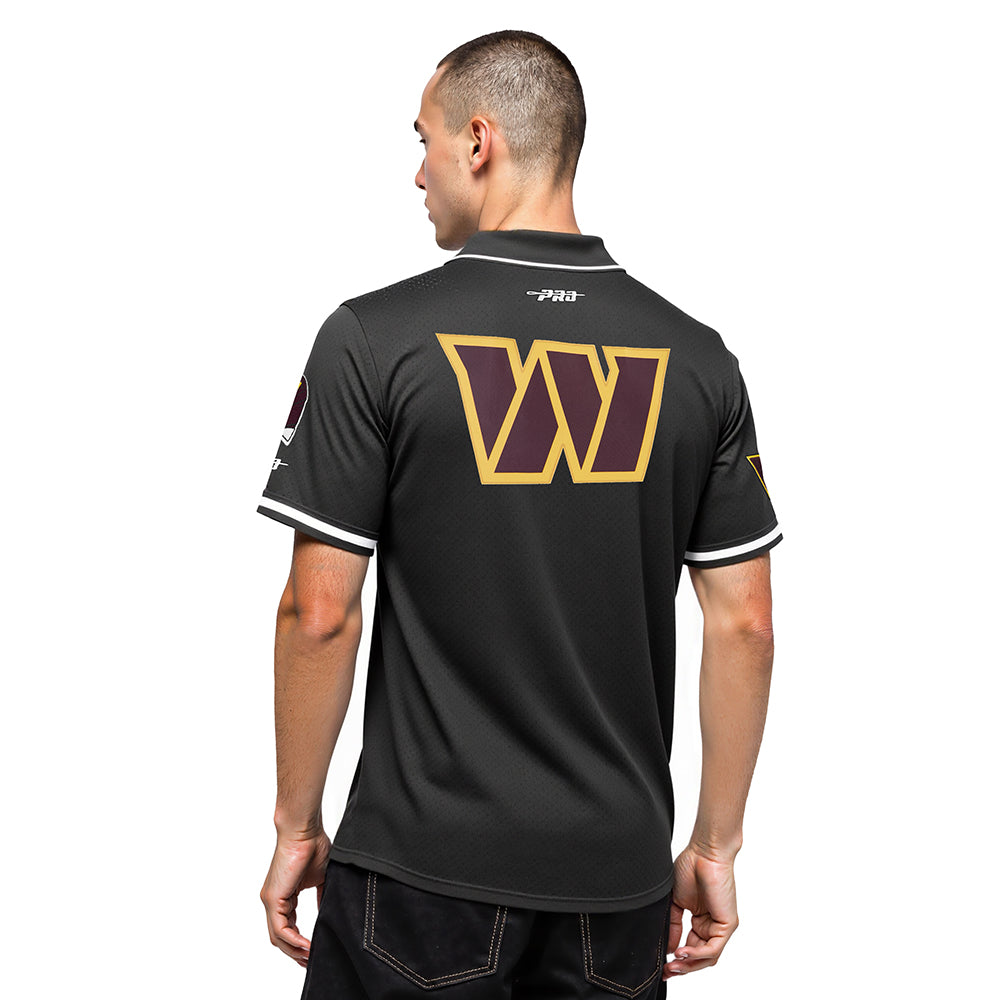 NFL WASHINGTON COMMANDERS JAYDEN DANIELS #5 CLASSIC MESH PNN CHEMISE BOUTONNÉE EN FILET POUR HOMME (NOIR)