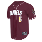 NFL WASHINGTON COMMANDERS JAYDEN DANIELS #5 CLASSIC MESH PNN MEN'S MESH BUTTON DOWN SHIRT (WINE)
