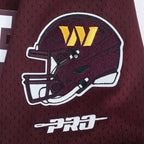 NFL WASHINGTON COMMANDERS JAYDEN DANIELS #5 CLASSIC MESH PNN MEN'S MESH BUTTON DOWN SHIRT (WINE)