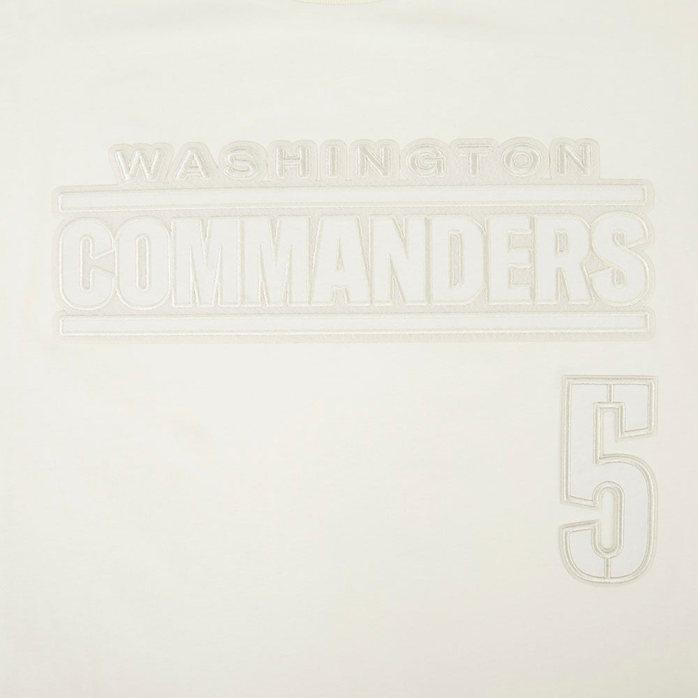 NFL WASHINGTON COMMANDERS JAYDEN DANIELS #5 NEUTRAL PNN T-SHIRT EN JERSEY DE COTON À ÉPAULES TOMBANTES POUR HOMME (COQUILLE D'ŒUF)