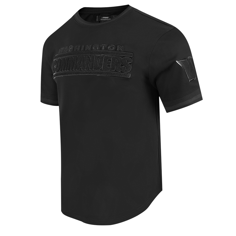NFL WASHINGTON COMMANDERS TRIPLE BLACK T-SHIRT EN MAILLE DOUBLE À MANCHES COURTES POUR HOMME (TRIPLE NOIR)