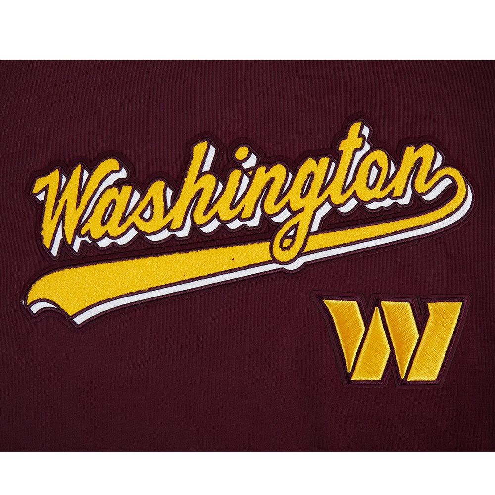 NFL WASHINGTON COMMANDERS SCRIPT TAIL CHANDAIL À CAPUCHON EN MOLLETON CÔTELÉ POUR HOMME (LIE-DE-VIN)
