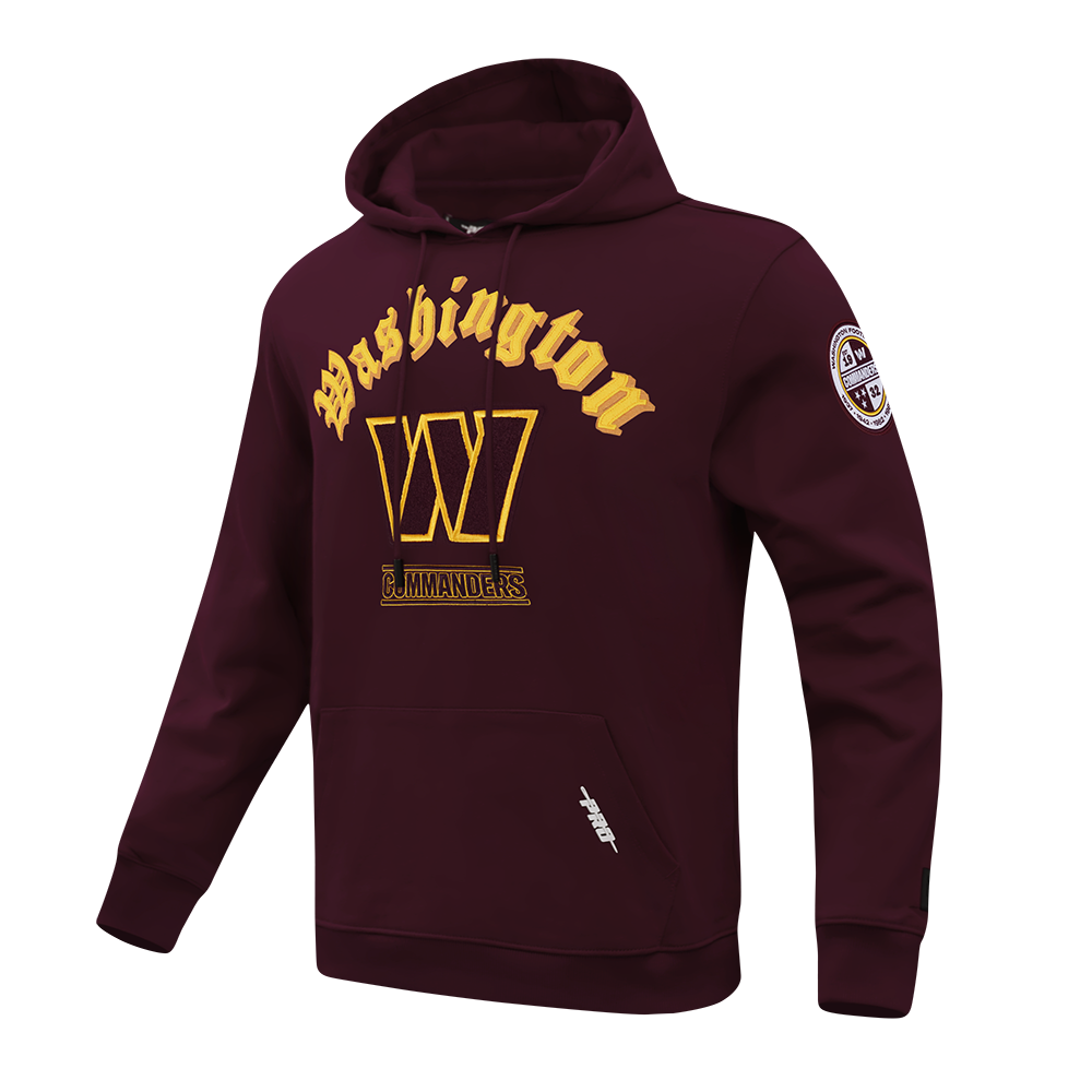 NFL WASHINGTON COMMANDERS OLD ENGLISH CHANDAIL À CAPUCHON POUR HOMME (LIE-DE-VIN)