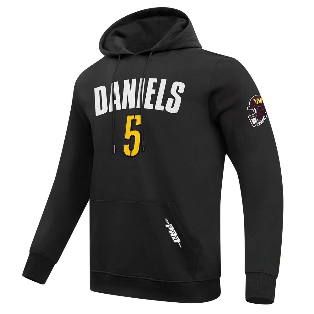 NFL WASHINGTON COMMANDERS JAYDEN DANIELS #5 CLASSIC PNN CHANDAIL À CAPUCHON POUR HOMME (NOIR)