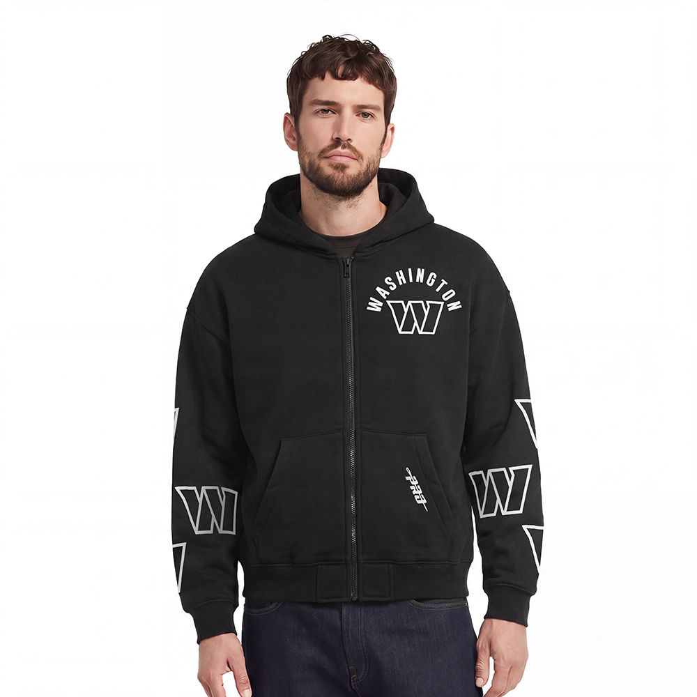 NFL WASHINGTON COMMANDERS MEN'S FULL ZIP HOODIE (BLACK)