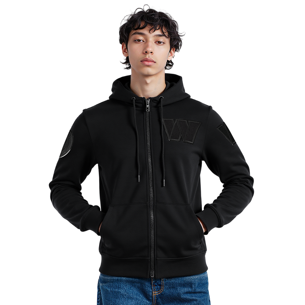 NFL WASHINGTON COMMANDERS TRIPLE BLACK MEN'S DK FZ HOODIE (TRIPLE BLACK)