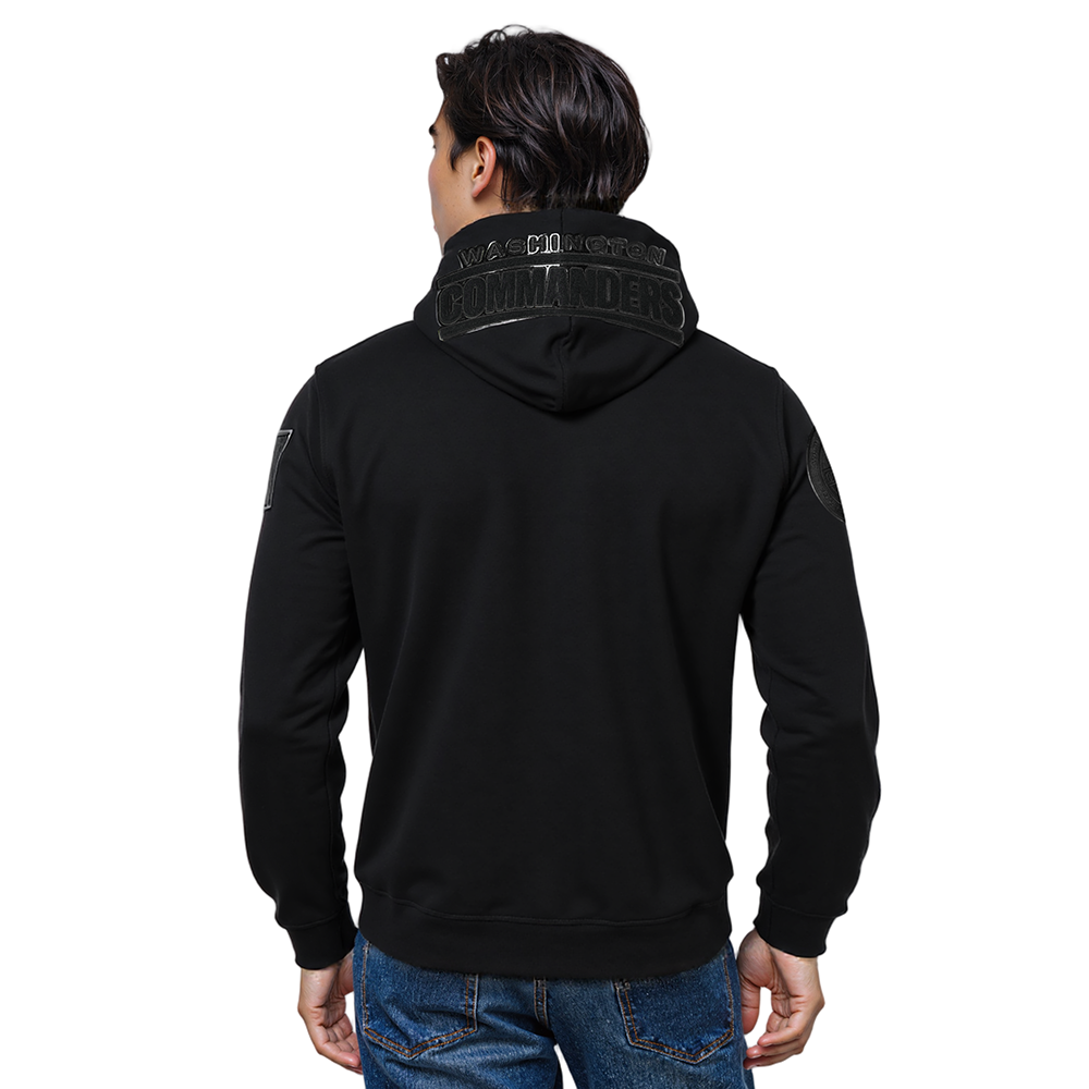 NFL WASHINGTON COMMANDERS TRIPLE BLACK CHANDAIL À CAPUCHON EN MAILLE DOUBLE À GLISSIÈRE POUR HOMME (TRIPLE NOIR)