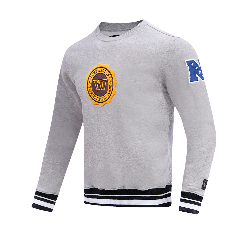 NFL WASHINGTON COMMANDERS CREST EMBLEM MEN'S RIB CREWNECK (HEATHER GRAY/BLACK)