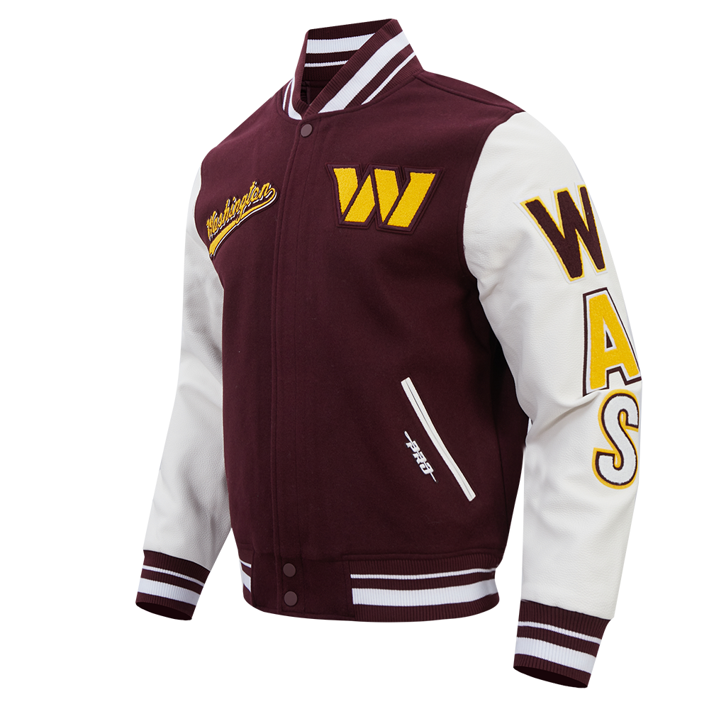 NFL WASHINGTON COMMANDERS SCRIPT TAIL BLOUSON COLLÉGIAL POUR HOMME (LIE-DE-VIN/BLANC)