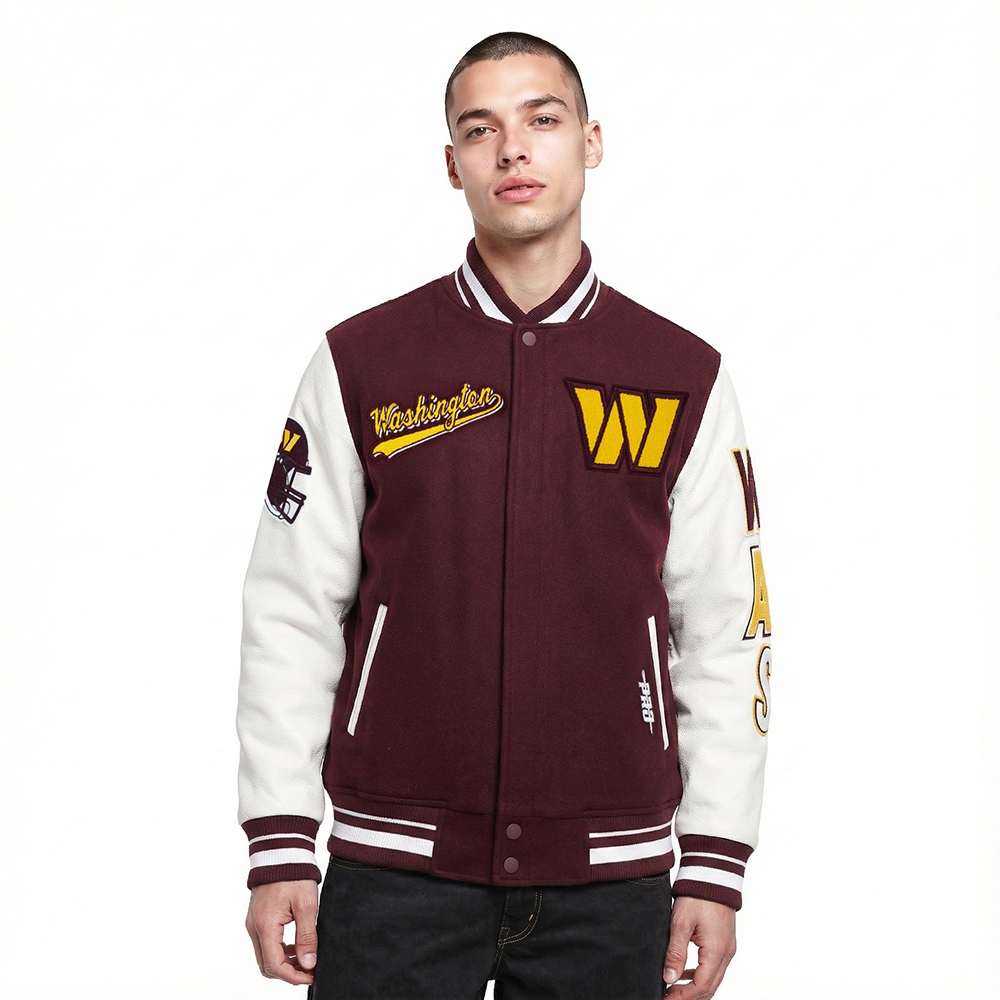NFL WASHINGTON COMMANDERS SCRIPT TAIL BLOUSON COLLÉGIAL POUR HOMME (LIE-DE-VIN/BLANC)