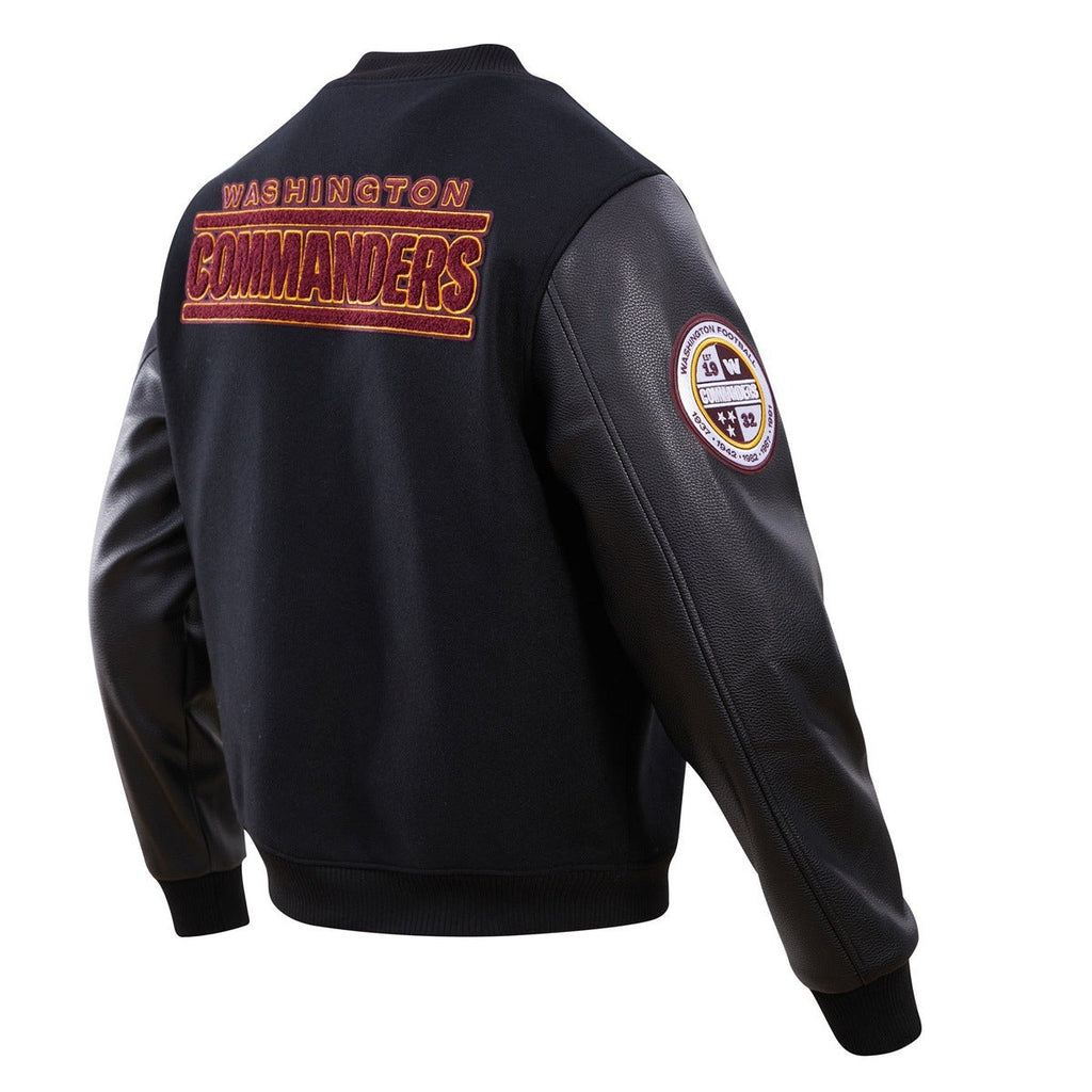 NFL WASHINGTON COMMANDERS CLASSIC BLOUSON COLLÉGIAL EN LAINE POUR HOMME (NOIR)