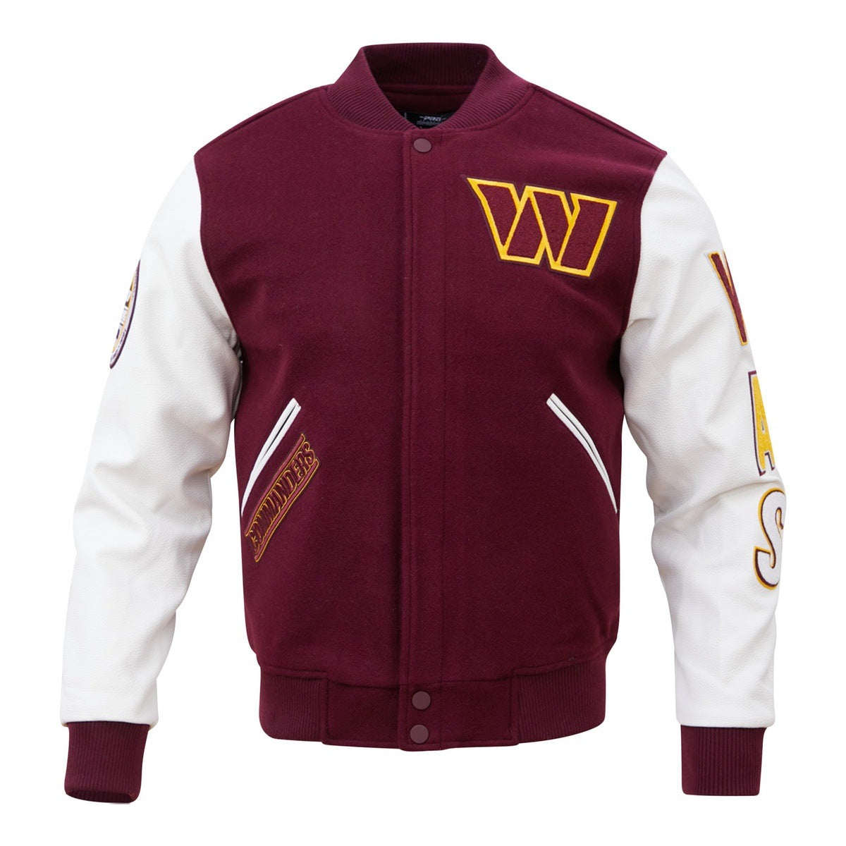 NFL WASHINGTON COMMANDERS CLASSIC BLOUSON COLLÉGIAL EN LAINE POUR HOMME (LIE-DE-VIN/BLANC)