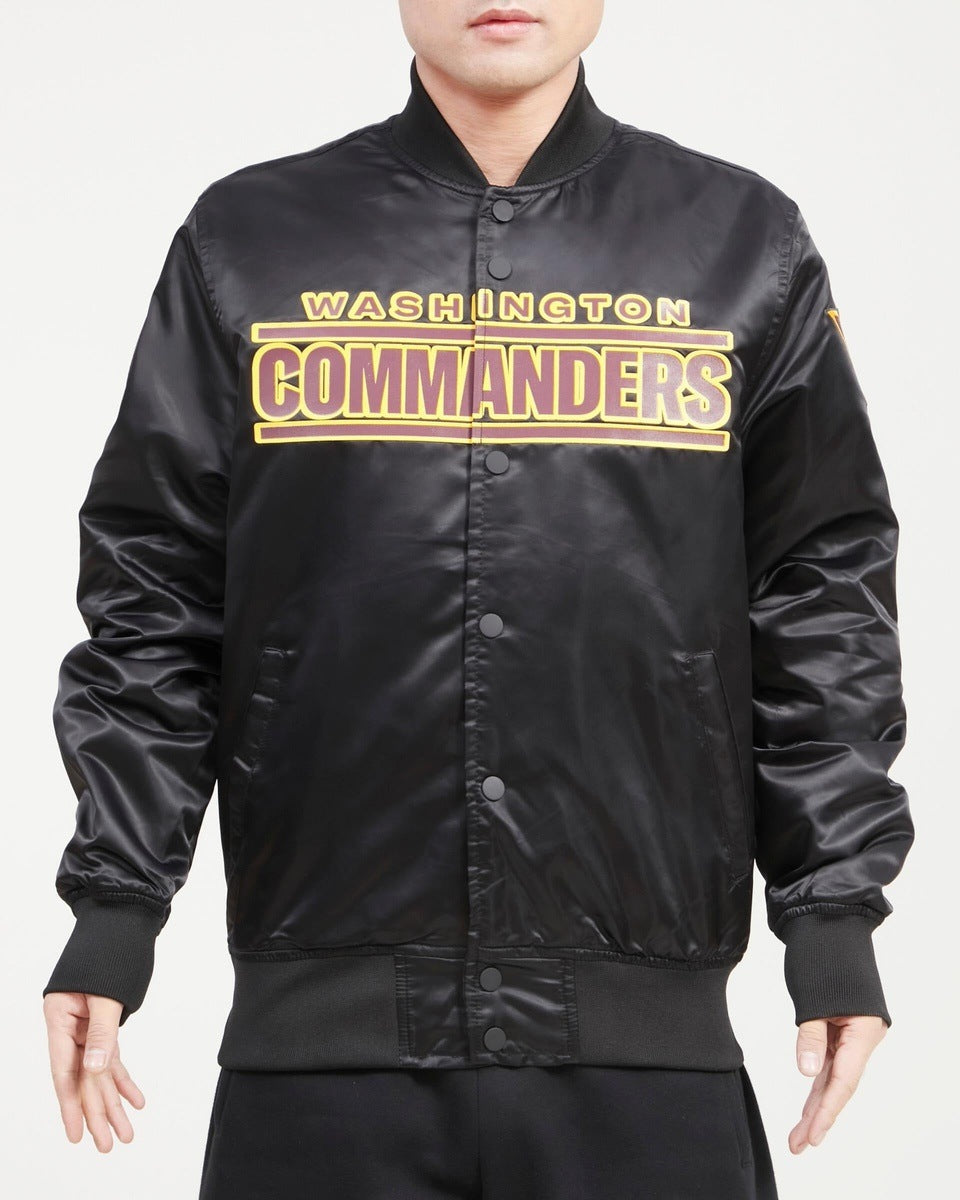 NFL WASHINGTON COMMANDERS BLOUSON EN SATIN À GRAND LOGO POUR HOMME (NOIR)