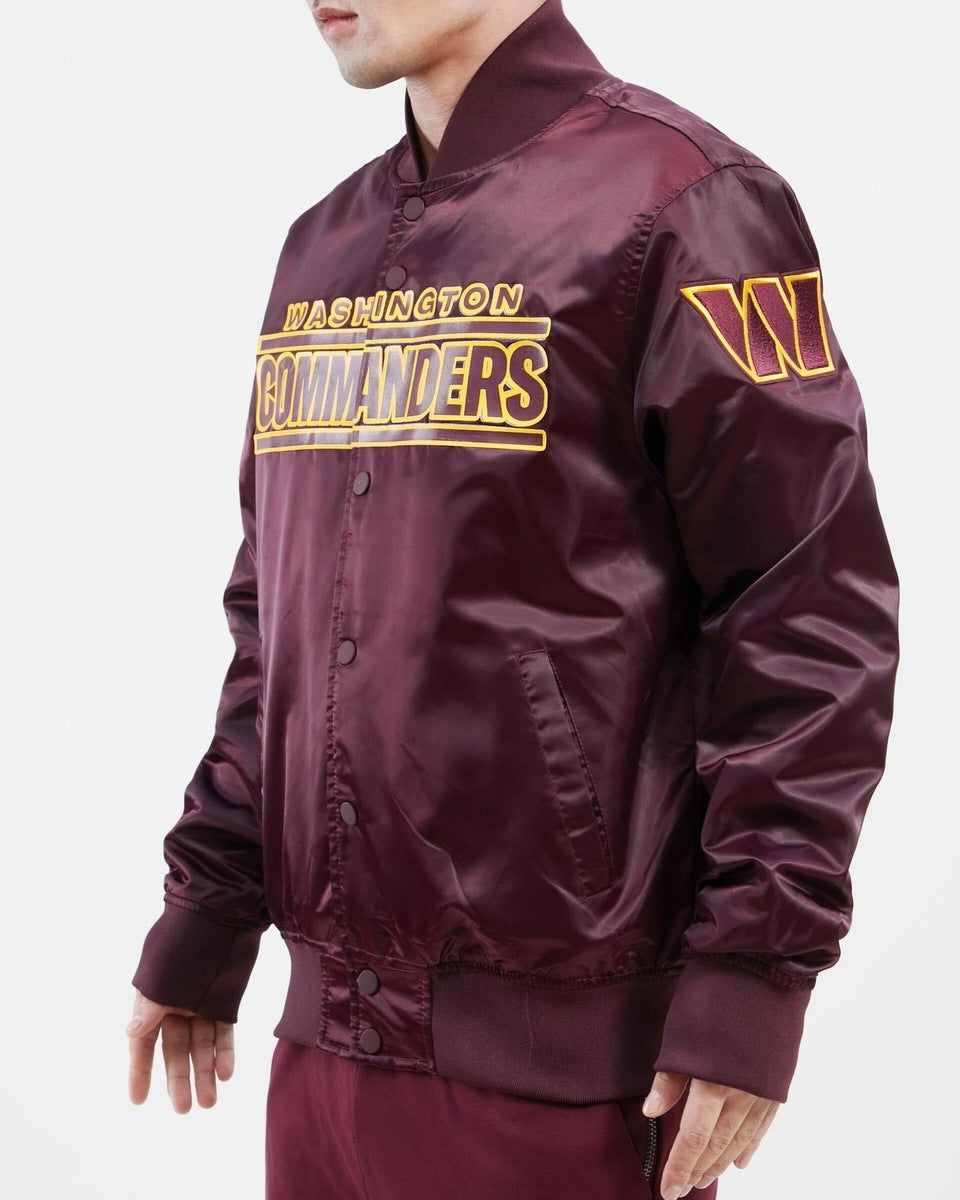 NFL WASHINGTON COMMANDERS BIG LOGO MEN'S SATIN JACKET (WINE)