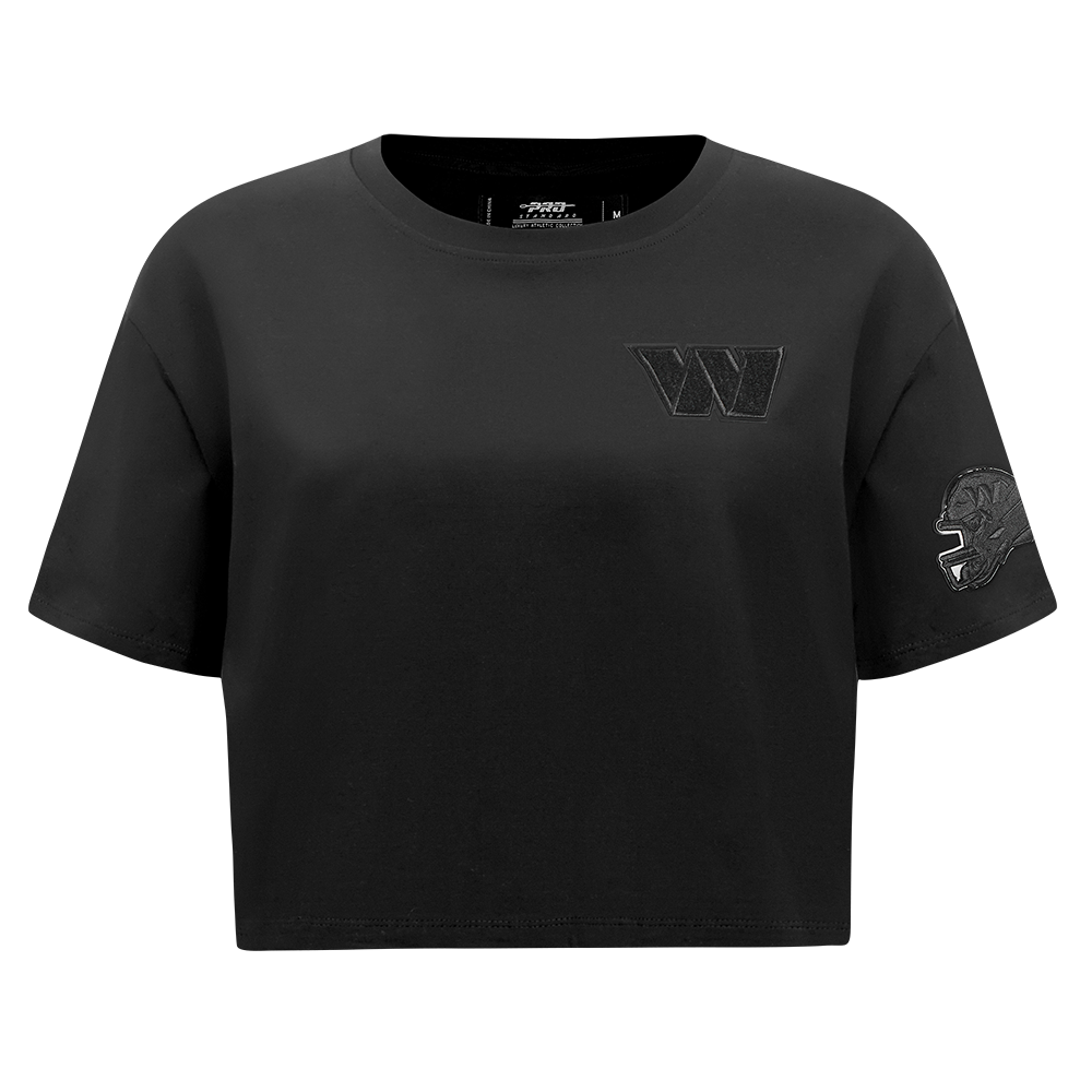 NFL WASHINGTON COMMANDERS TRIPLE BLACK T-SHIRT EN JERSEY SIMPLE À COUPE CARRÉE POUR FEMME (TRIPLE NOIR FEMME)