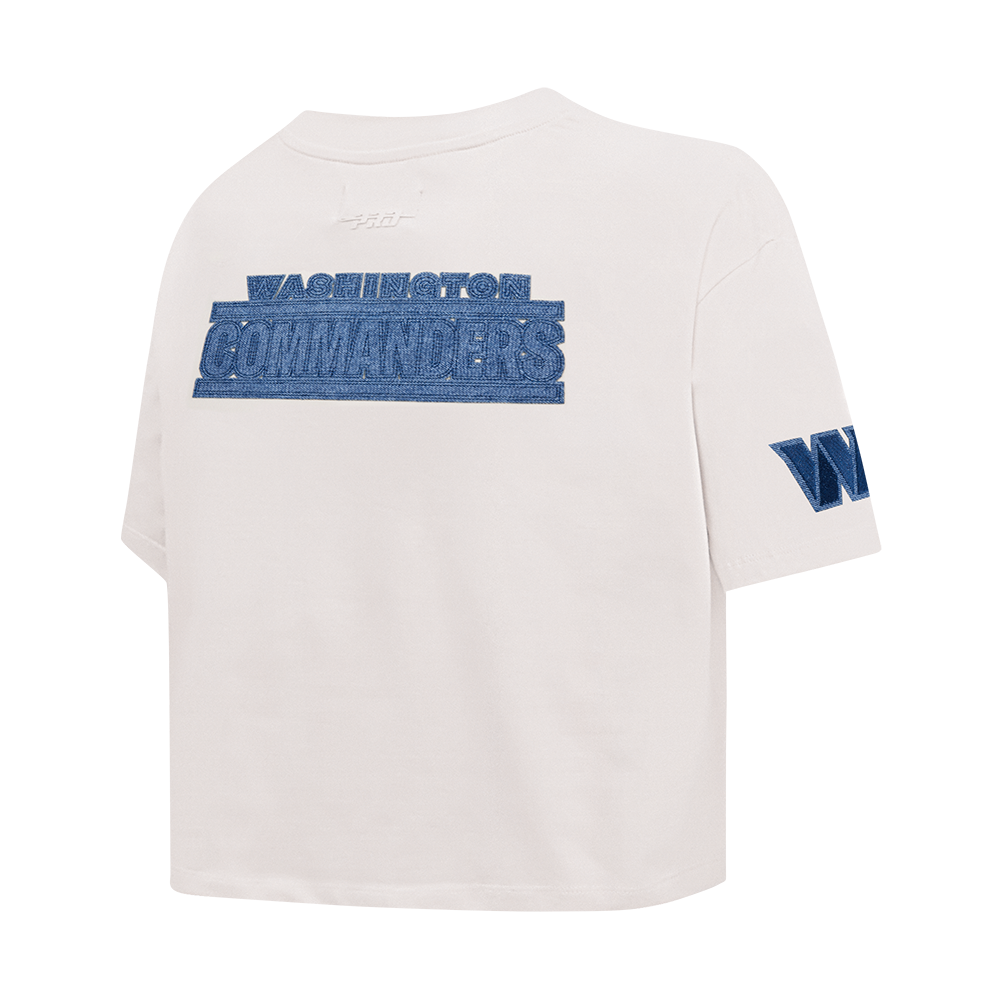 NFL WASHINGTON COMMANDERS VARSITY BLUES T-SHIRT EN JERSEY SIMPLE À COUPE CARRÉE POUR FEMME (LIN)