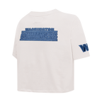 NFL WASHINGTON COMMANDERS VARSITY BLUES T-SHIRT EN JERSEY SIMPLE À COUPE CARRÉE POUR FEMME (LIN)
