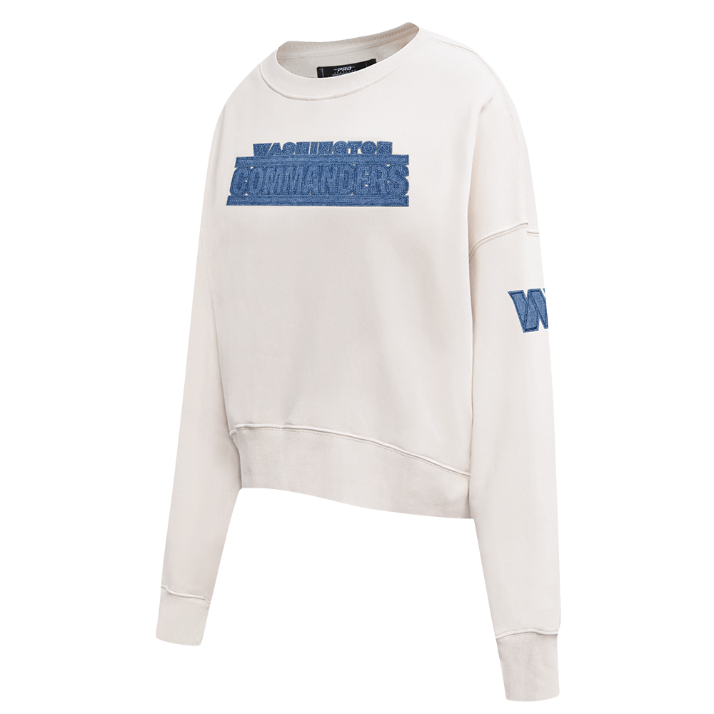 NFL WASHINGTON COMMANDERS VARSITY BLUES CHANDAIL À COL ROND EN MOLLETON POUR FEMME (LIN)