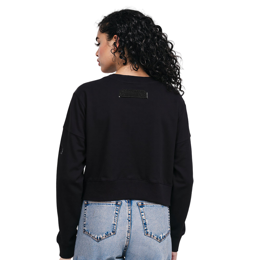NFL WASHINGTON COMMANDERS TRIPLE BLACK CHANDAIL À COL ROND EN MOLLETON POUR FEMME (TRIPLE NOIR FEMME)