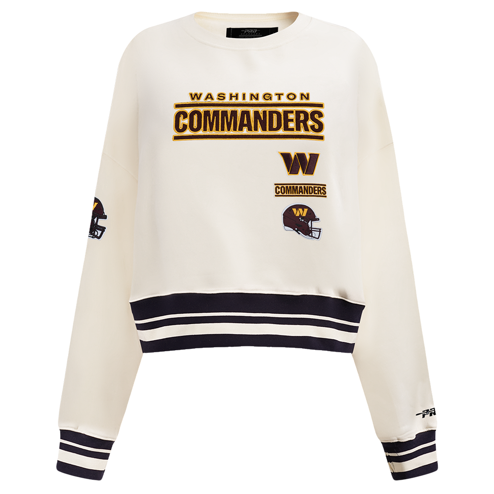 NFL WASHINGTON COMMANDERS RETRO CLASSIC CHANDAIL À COL ROND CÔTELÉ POUR FEMME (COQUILLE D'ŒUF/NOIR)