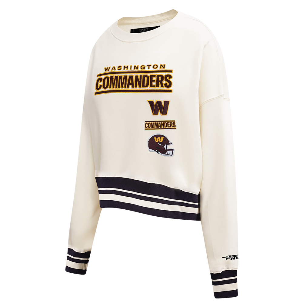 NFL WASHINGTON COMMANDERS RETRO CLASSIC CHANDAIL À COL ROND CÔTELÉ POUR FEMME (COQUILLE D'ŒUF/NOIR)