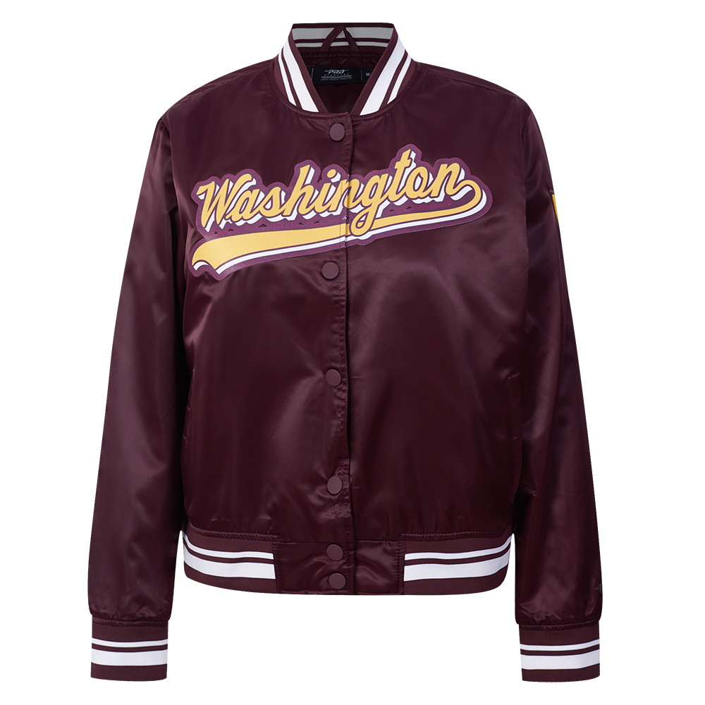 NFL WASHINGTON COMMANDERS SCRIPT TAIL BLOUSON EN SATIN POUR FEMME (LIE-DE-VIN)