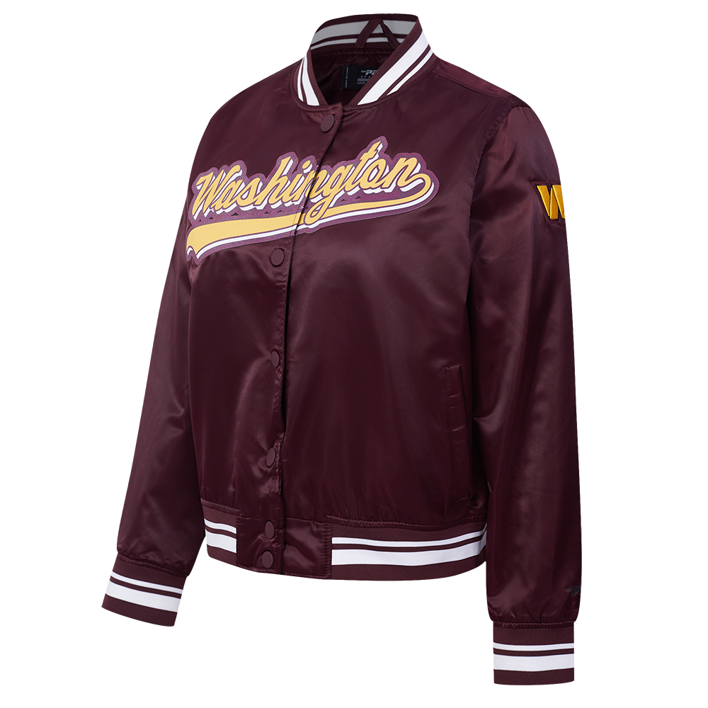 NFL WASHINGTON COMMANDERS SCRIPT TAIL BLOUSON EN SATIN POUR FEMME (LIE-DE-VIN)