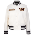NFL WASHINGTON COMMANDERS RETRO CLASSIC BLOUSON EN SATIN À BORDS CÔTELÉS POUR FEMME (COQUILLE D'ŒUF/NOIR)