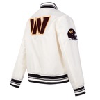 NFL WASHINGTON COMMANDERS RETRO CLASSIC BLOUSON EN SATIN À BORDS CÔTELÉS POUR FEMME (COQUILLE D'ŒUF/NOIR)