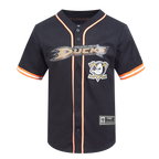 NHL ANAHEIM DUCKS CLASSIC MESH MEN'S BUTTON DOWN SHIRT (BLACK/ORANGE)