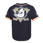 NHL ANAHEIM DUCKS CLASSIC MESH MEN'S BUTTON DOWN SHIRT (BLACK/ORANGE)
