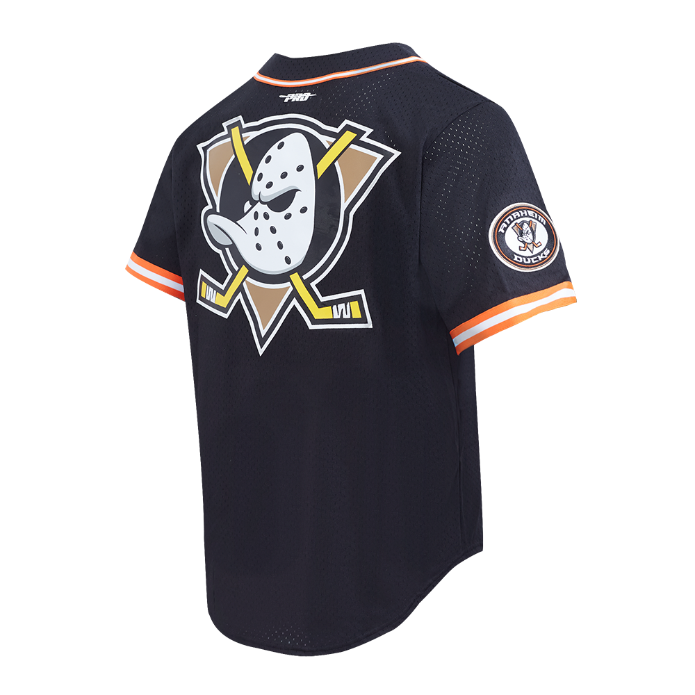 NHL ANAHEIM DUCKS CLASSIC MESH MEN'S BUTTON DOWN SHIRT (BLACK/ORANGE)