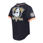 NHL ANAHEIM DUCKS CLASSIC MESH MEN'S BUTTON DOWN SHIRT (BLACK/ORANGE)