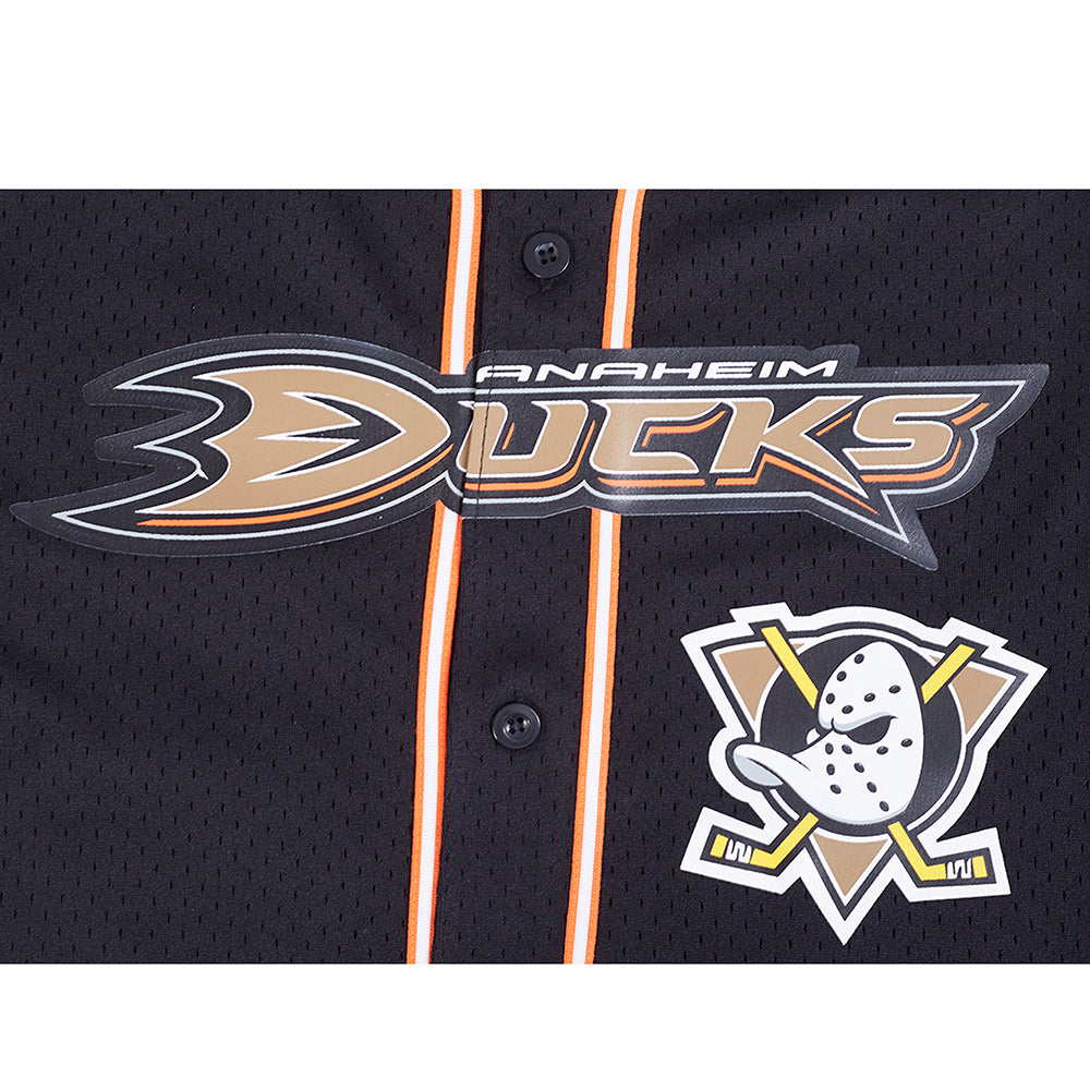 NHL ANAHEIM DUCKS CLASSIC MESH MEN'S BUTTON DOWN SHIRT (BLACK/ORANGE)