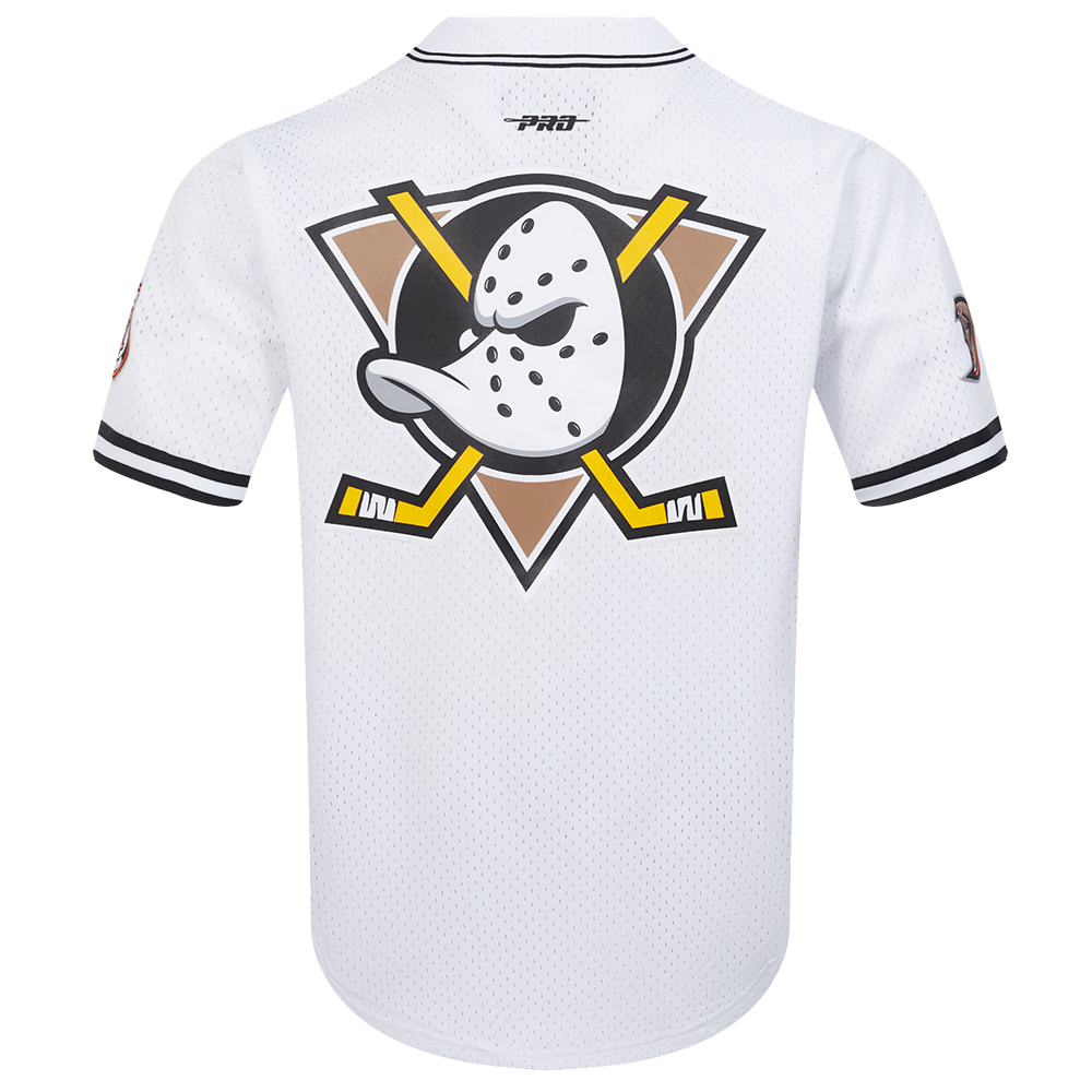 NHL ANAHEIM DUCKS CLASSIC MESH CHEMISE BOUTONNÉE POUR HOMME (BLANC/NOIR/BLANC)