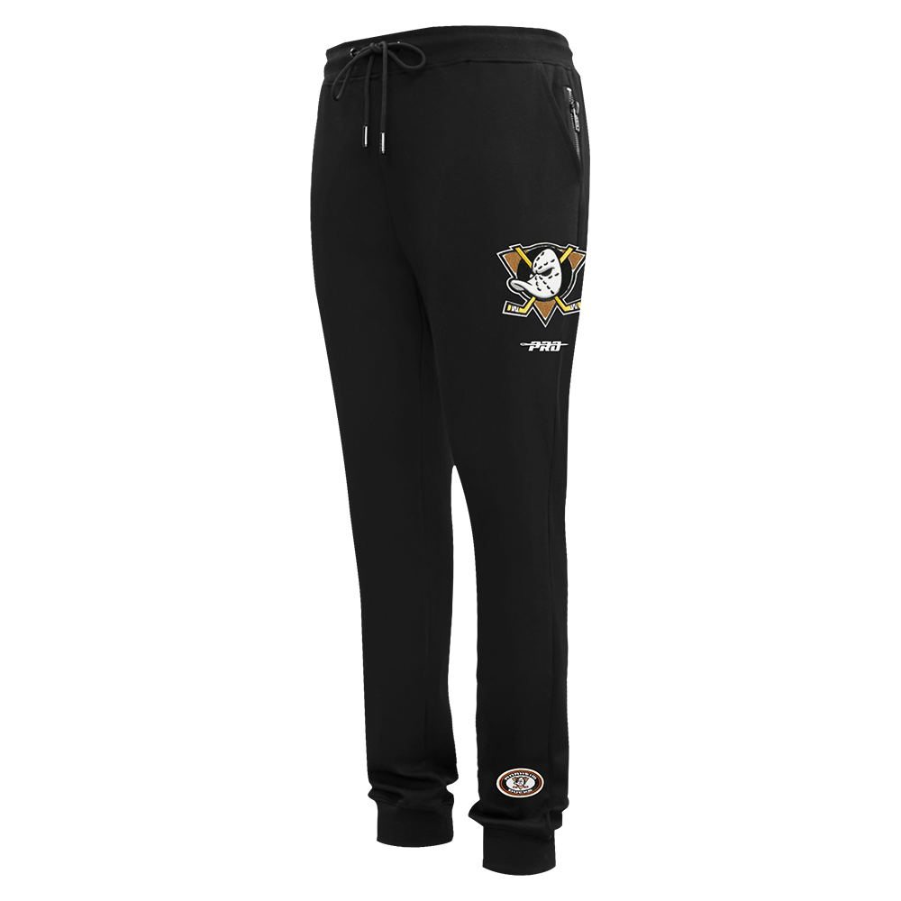 NHL ANAHEIM DUCKS CLASSIC PANTALON JOGGER EN MAILLE DOUBLE ET CHENILLE POUR HOMME (NOIR)