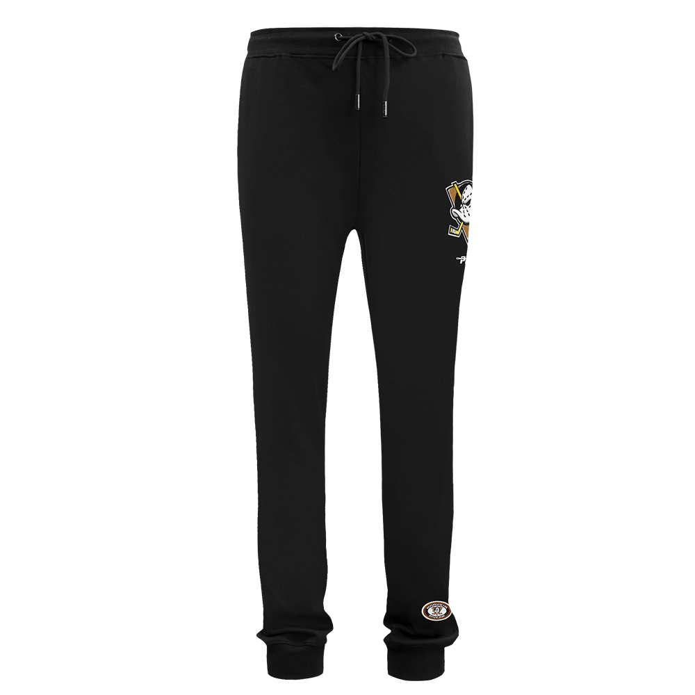 NHL ANAHEIM DUCKS CLASSIC PANTALON JOGGER EN MAILLE DOUBLE ET CHENILLE POUR HOMME (NOIR)
