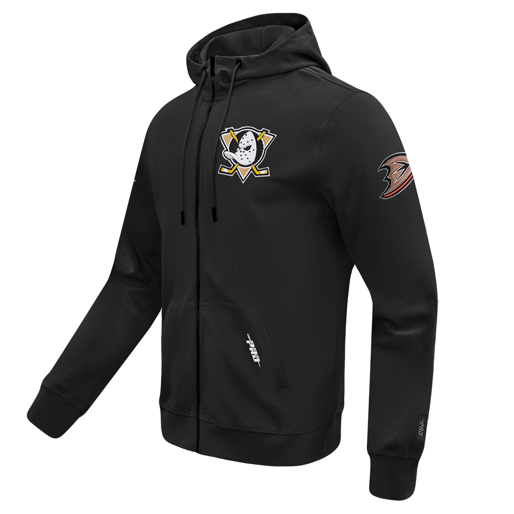 NHL ANAHEIM DUCKS CLASSIC MEN'S CHENILLE DK FZ PO HOODIE (BLACK)