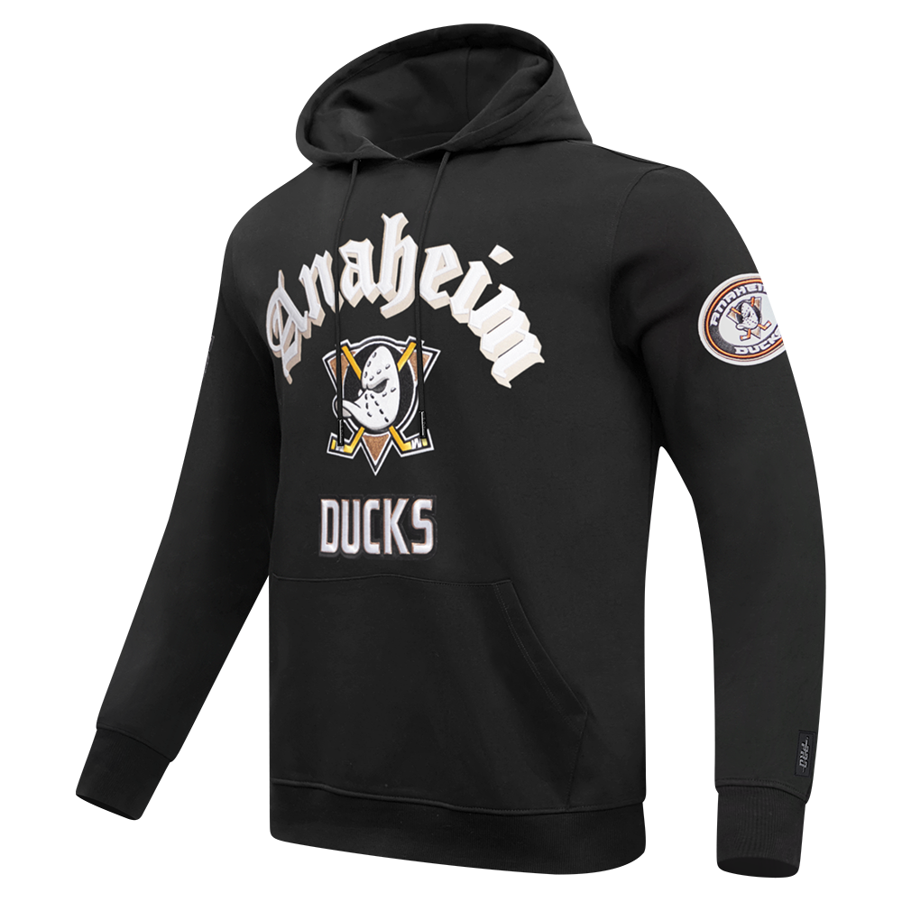 NHL ANAHEIM DUCKS OLD ENGLISH MEN'S PO HOODIE (BLACK)