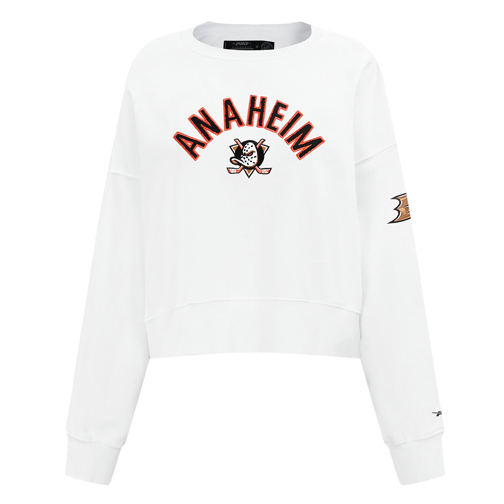 NHL ANAHEIM DUCKS CLASSIC CHANDAIL À COL ROND EN MOLLETON POUR FEMME (BLANC)