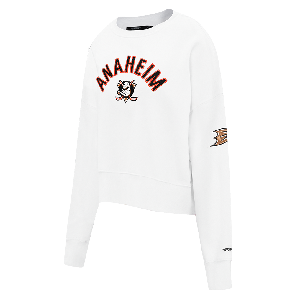 NHL ANAHEIM DUCKS CLASSIC CHANDAIL À COL ROND EN MOLLETON POUR FEMME (BLANC)