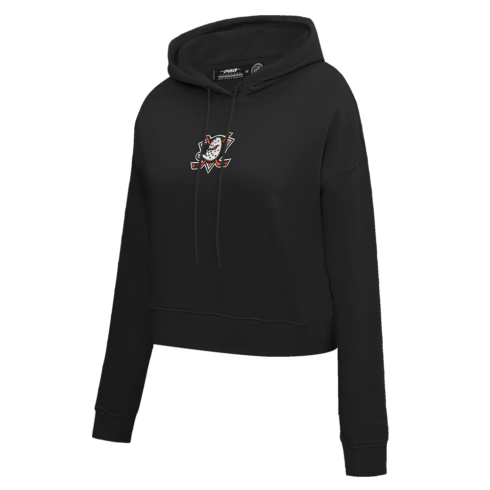 NHL ANAHEIM DUCKS CLASSIC WOMEN'S CROPPED PULLOVER HOODIE (BLACK)
