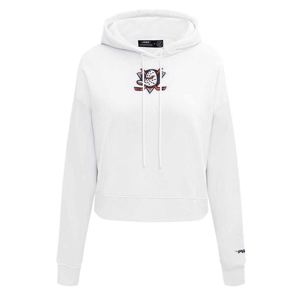 NHL ANAHEIM DUCKS CLASSIC CHANDAIL À CAPUCHON COURT POUR FEMME (BLANC)