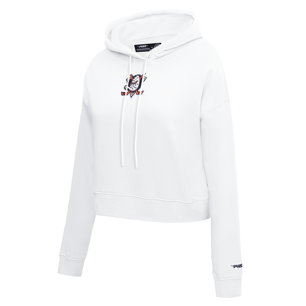 NHL ANAHEIM DUCKS CLASSIC WOMEN'S CROPPED PULLOVER HOODIE (WHITE)