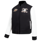 NHL ANAHEIM DUCKS CLASSIC WOMEN'S WOOL VARSITY JACKET (BLACK/WHITE)